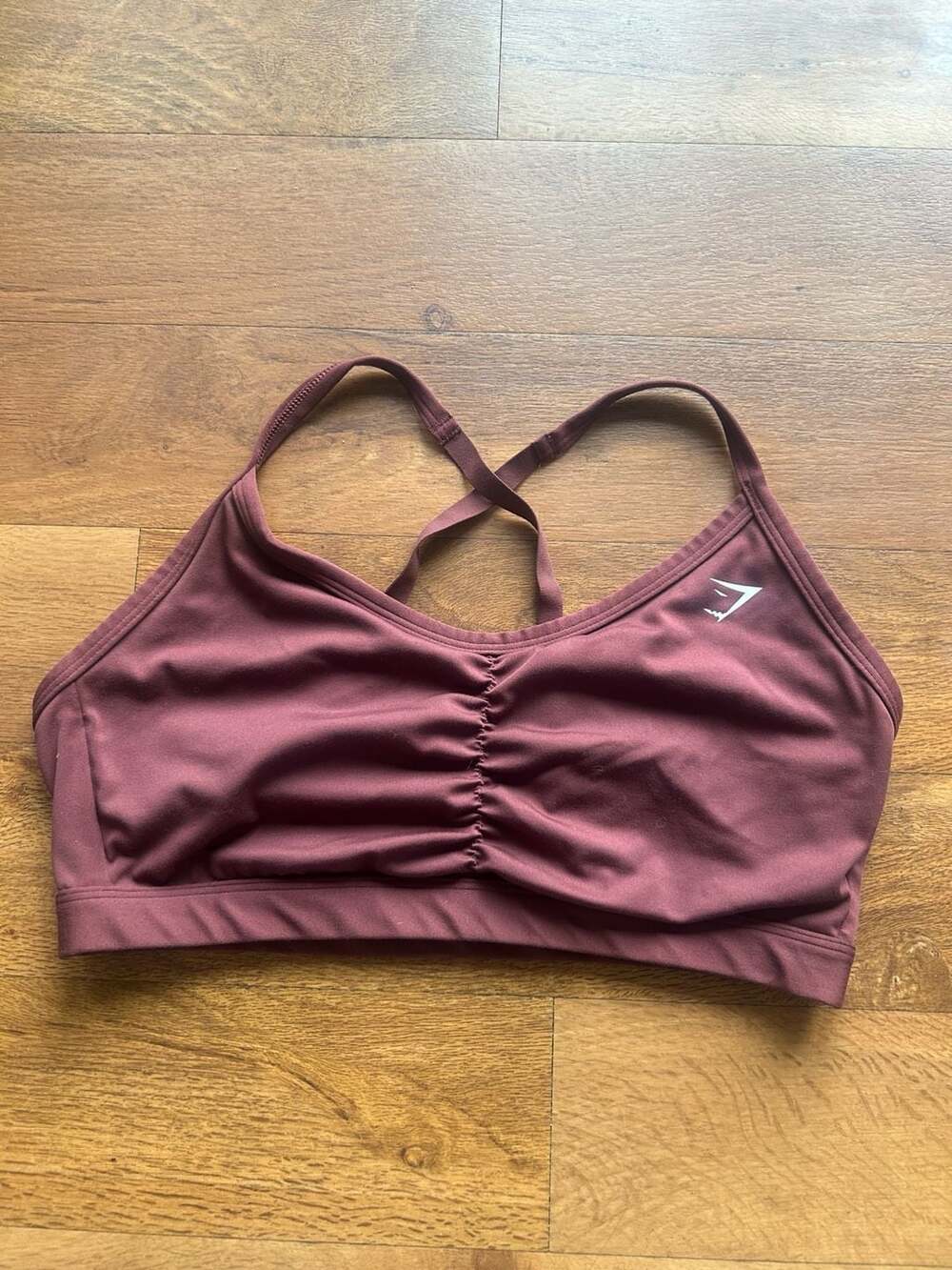 Gymshark Ruched Sports Bra in Rosewood Red